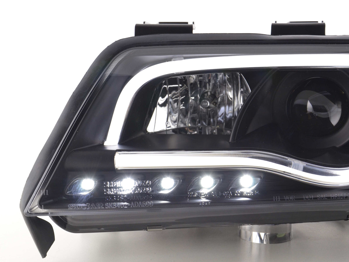 Scheinwerfer Set Daylight LED Tagfahrlicht Audi A6 Typ 4B 97-01 schwarz Scheinwerfer Set Daylight LED Tagfahrlicht Audi A6 Typ 4B 97-01 schwarz